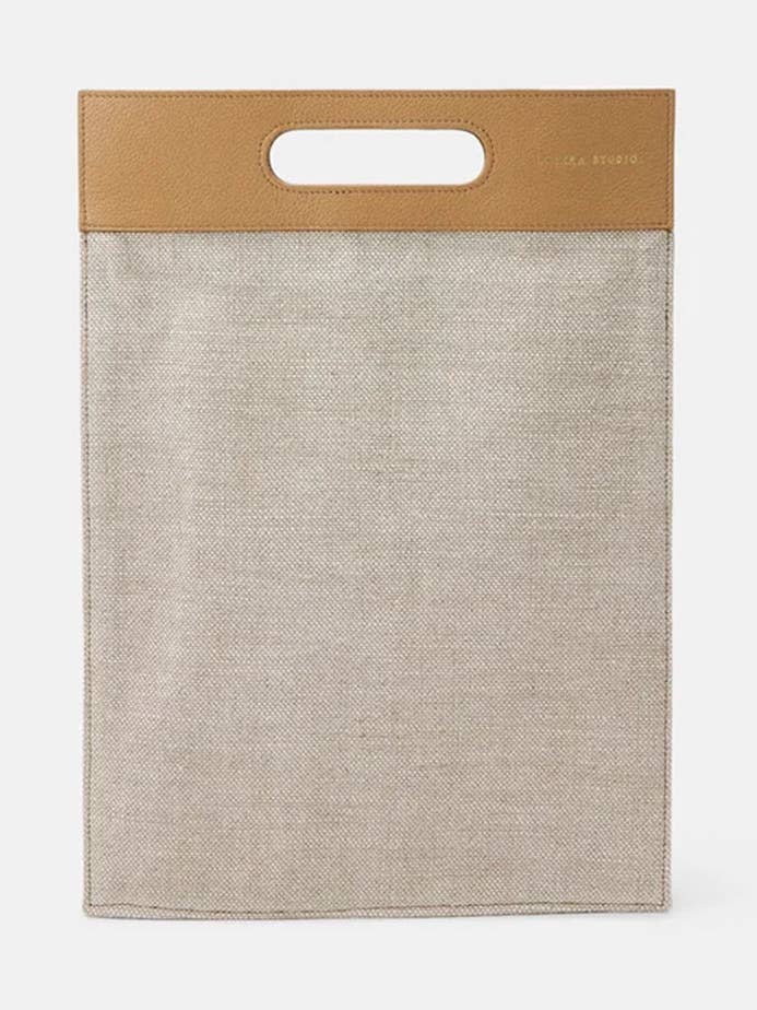 Flat Computer Tote Sarany - Natural Upcycled Linen for wholesale by Sonika Studio