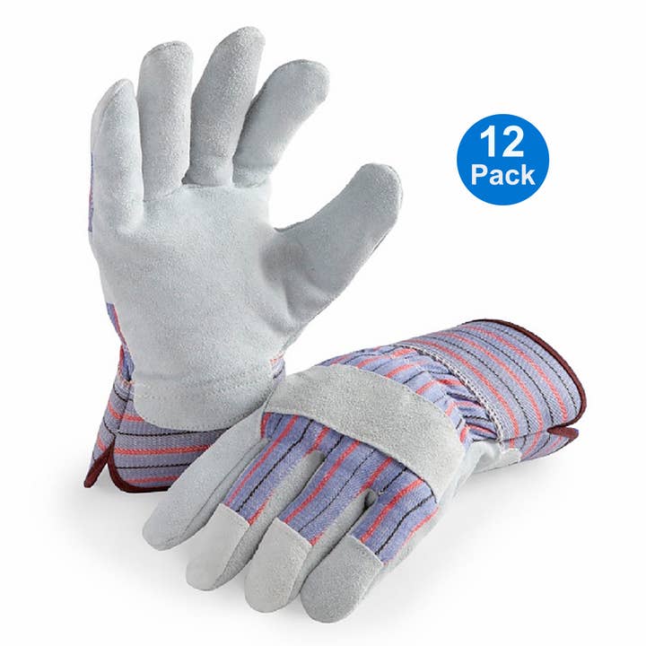 HANDS ON™ Leather Palm Gloves, 12 Pack for wholesale by Hands On
