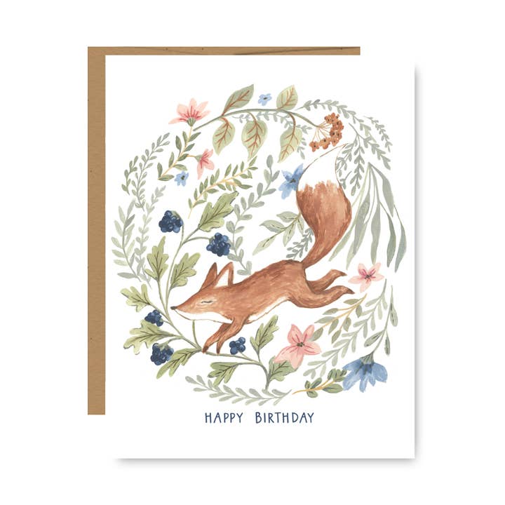Fall Fox botanical Greeting card for wholesale by Jessica Frasz Studio