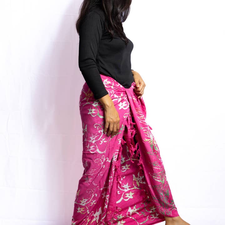 JDLUV - Wholesale Swim Cover Up - Women's - Sarong Bali Floral Pink Art # S - 016-2