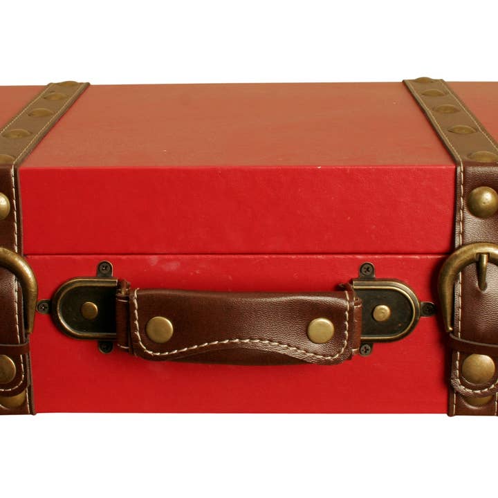 WALD IMPORTS - Wholesale Decorative Box - Red Faux Leather Suitcase6