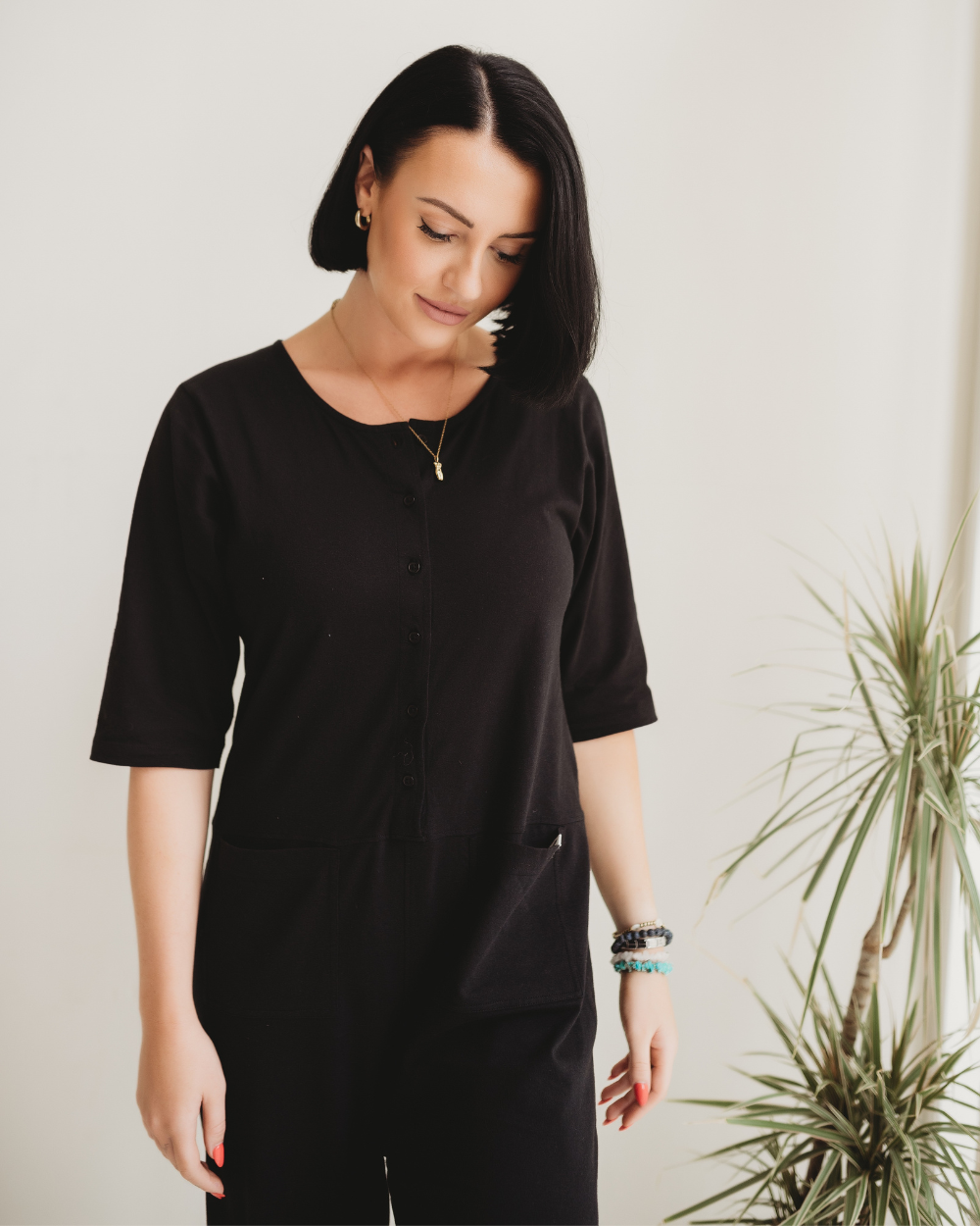 Mila Black Long Sleeve Jumpsuit for wholesale on Faire10