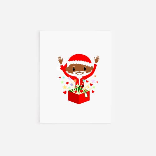 Biglietto natalizio nero con Babbo Natale per la vendita all'ingrosso da parte di Lucy Lynn Party