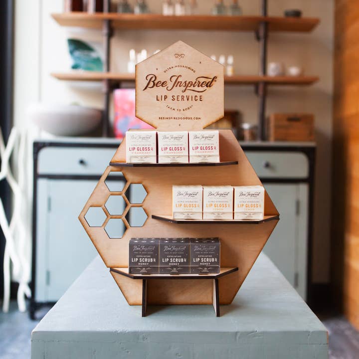 Bee Inspired - Wholesale Retailer Display - Accessories - Lip Service Display | Lip Scrubs & Lip Glosses Included3