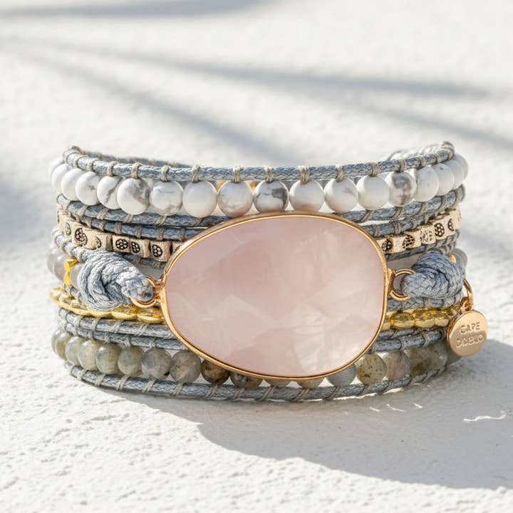 Rose Quartz Loving Wrap Bracelet for wholesale by Cape Diablo
