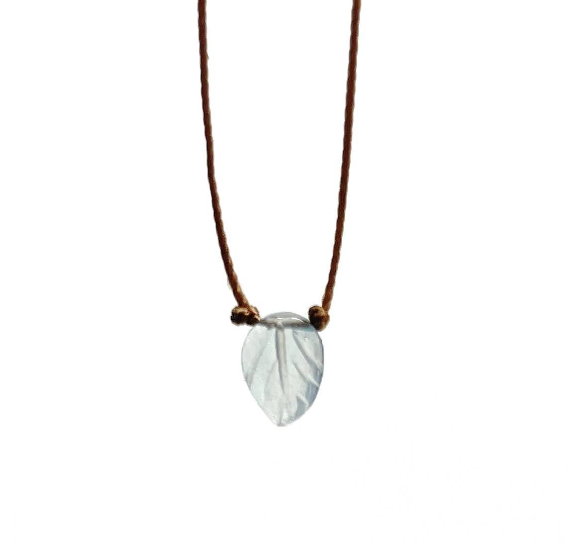 Merelani Designs - Wholesale Pendant/Charm Necklace - Aquamarine Carved Leaf Necklace1