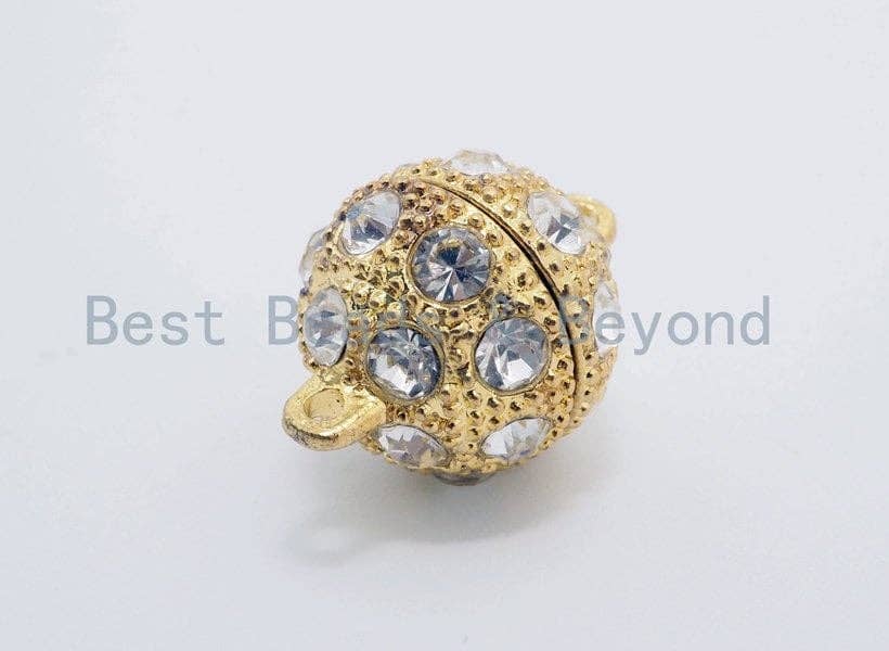 BestBeads&Beyond - Wholesale Clasp - White/Silver/Gold/Rose Gold/Black Rhodium Plated Strong Magnetic Ball Clasp, Clasp Findings,10mm,12mm,14mm,16mm Clasps ,SKU#C622