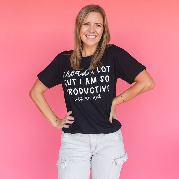 Pippi Post - Wholesale Screen Printed T-Shirt - Women's - I Read A Lot - Pippi Tee - Black