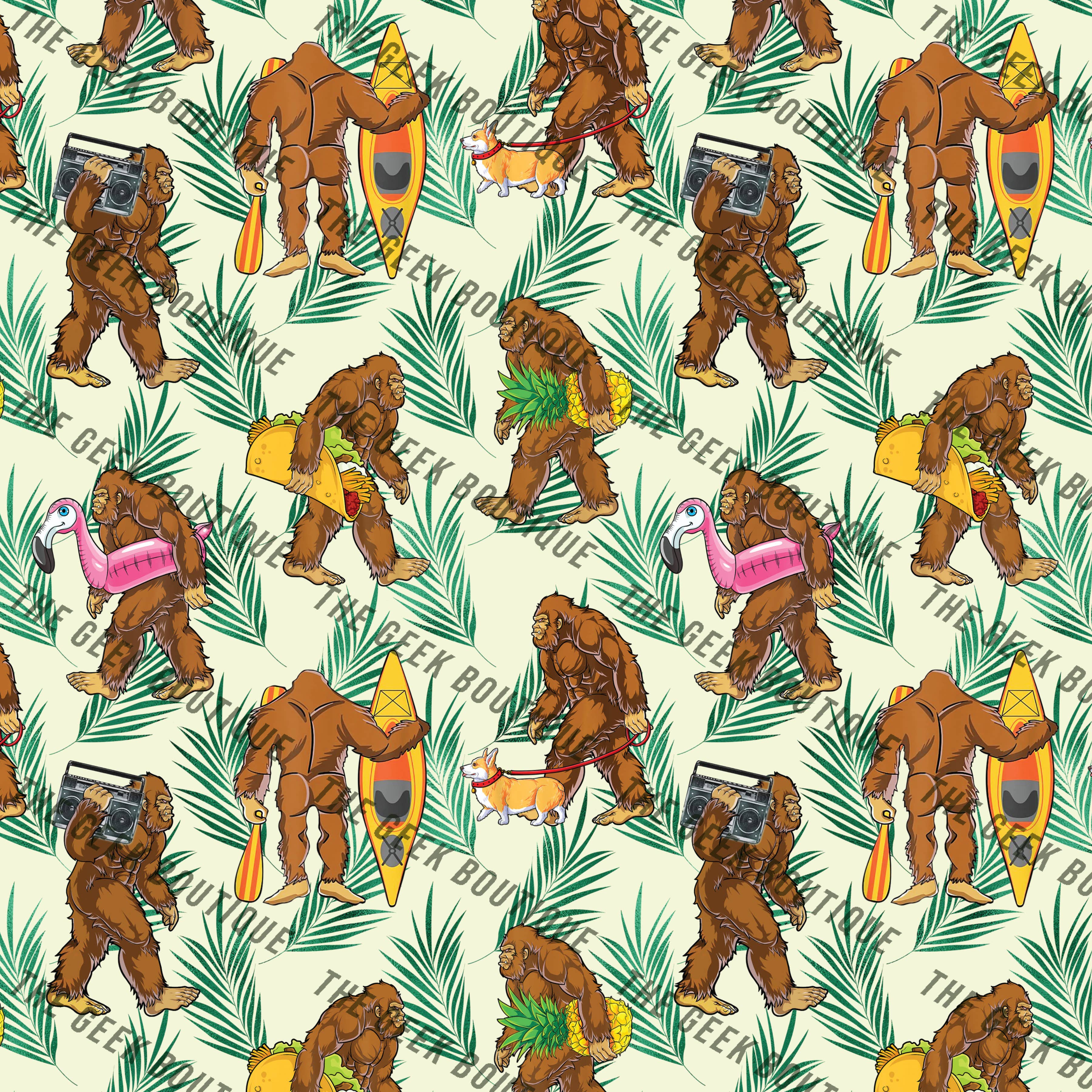 The Geek Boutique - Wholesale Tote Bag - Women's - Beefy Bigfoot Humor Summer Fun Cryptid Large Zipper Tote Bag1