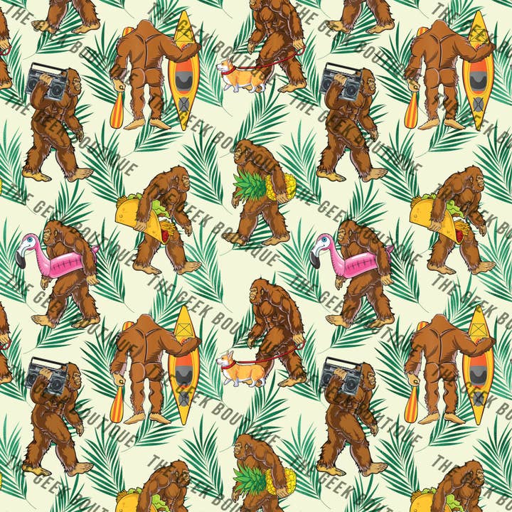 The Geek Boutique - Wholesale Tote Bag - Women's - Beefy Bigfoot Humor Summer Fun Cryptid Large Zipper Tote Bag1