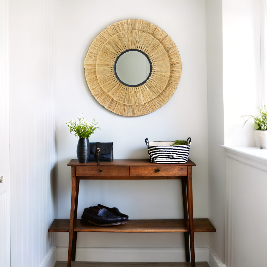 Amara - Wholesale Wall Mirror - Handmade 30" Round Rattan Decorative Accent Hanging Mirror3