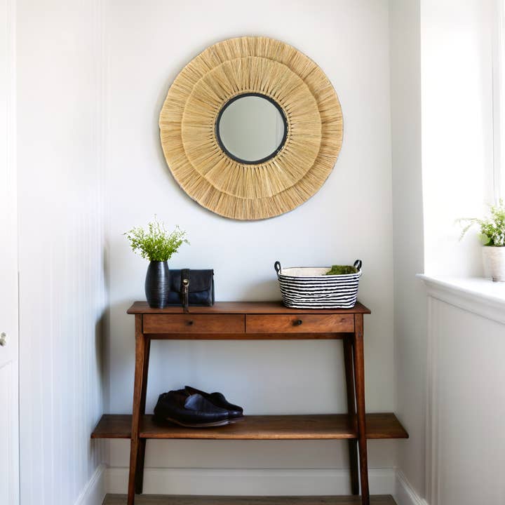 Amara - Wholesale Wall Mirror - Handmade 30" Round Rattan Decorative Accent Hanging Mirror3