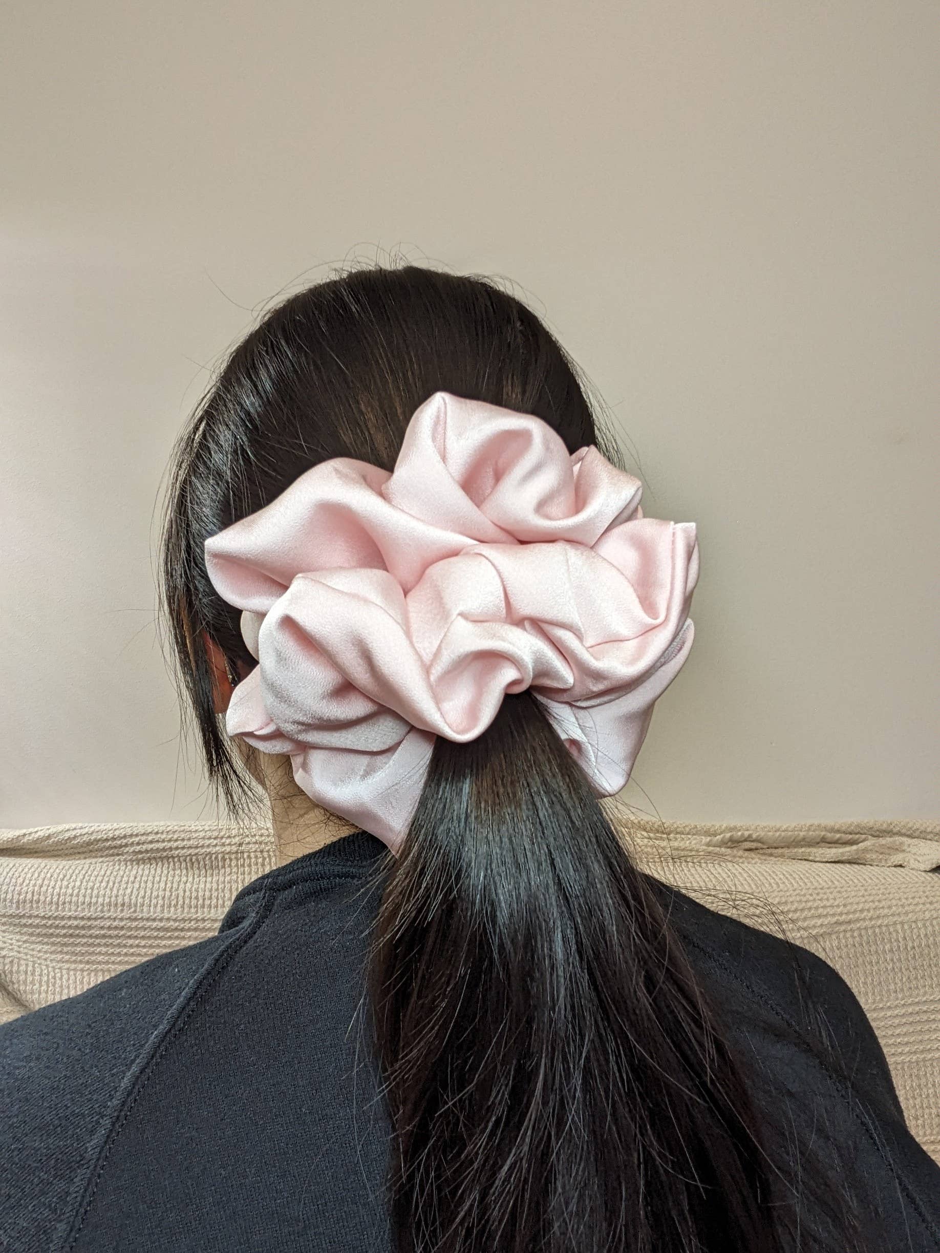 Janzy - Wholesale Scrunchie - Women's - Love Letter Pink Silk Oversized Scrunchie0