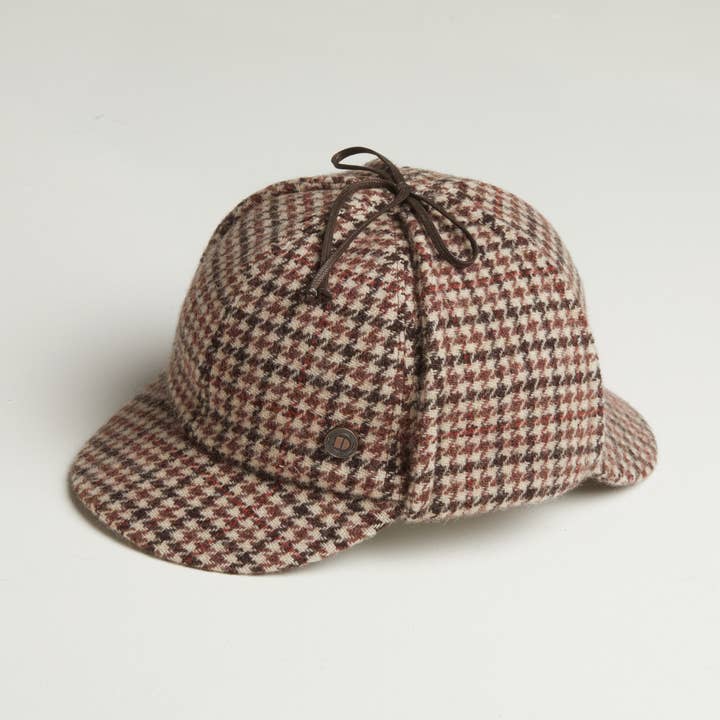 Cappello Deerstalker Italiano in Tweed di Lana Vergine BLAKE - Mocha per la vendita all'ingrosso da parte di Dasmarca Hats
