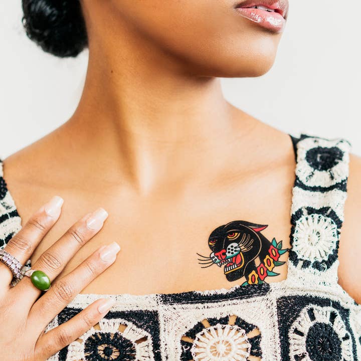 Tattly - Wholesale Temporary Tattoo - Grinning Panther Tattoo Pair