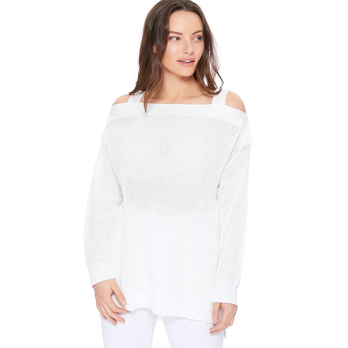 Mak – Engroshandel Strikket top - Dame – Kold skulder strik tunika Top Pullover Sommer Sweater MK36314