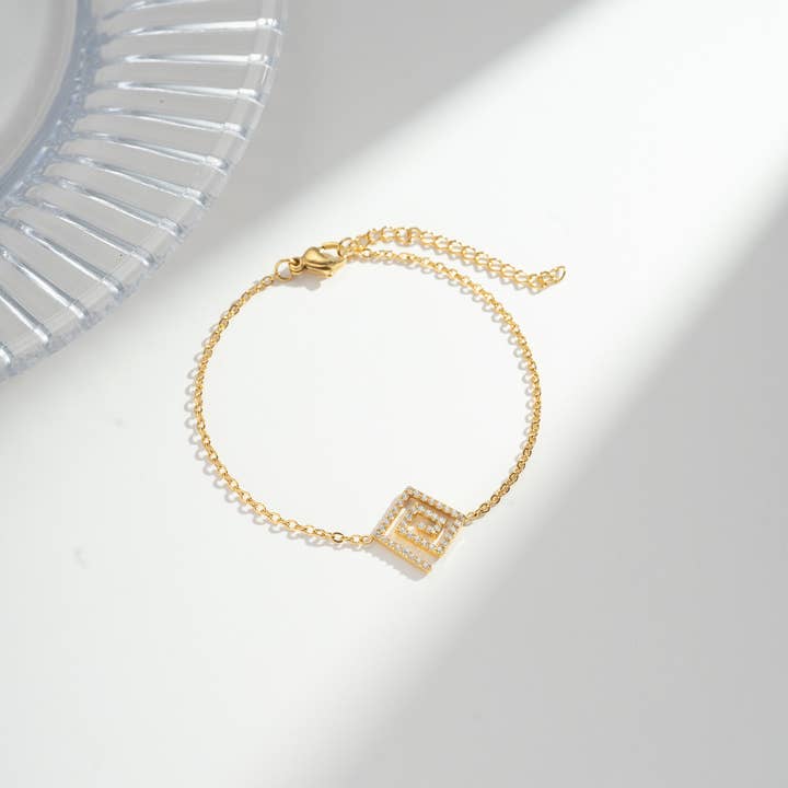 COSMOS - Wholesale Jewelry Set - Rectangular Spiral Crystal Set 4 Pieces Steel4