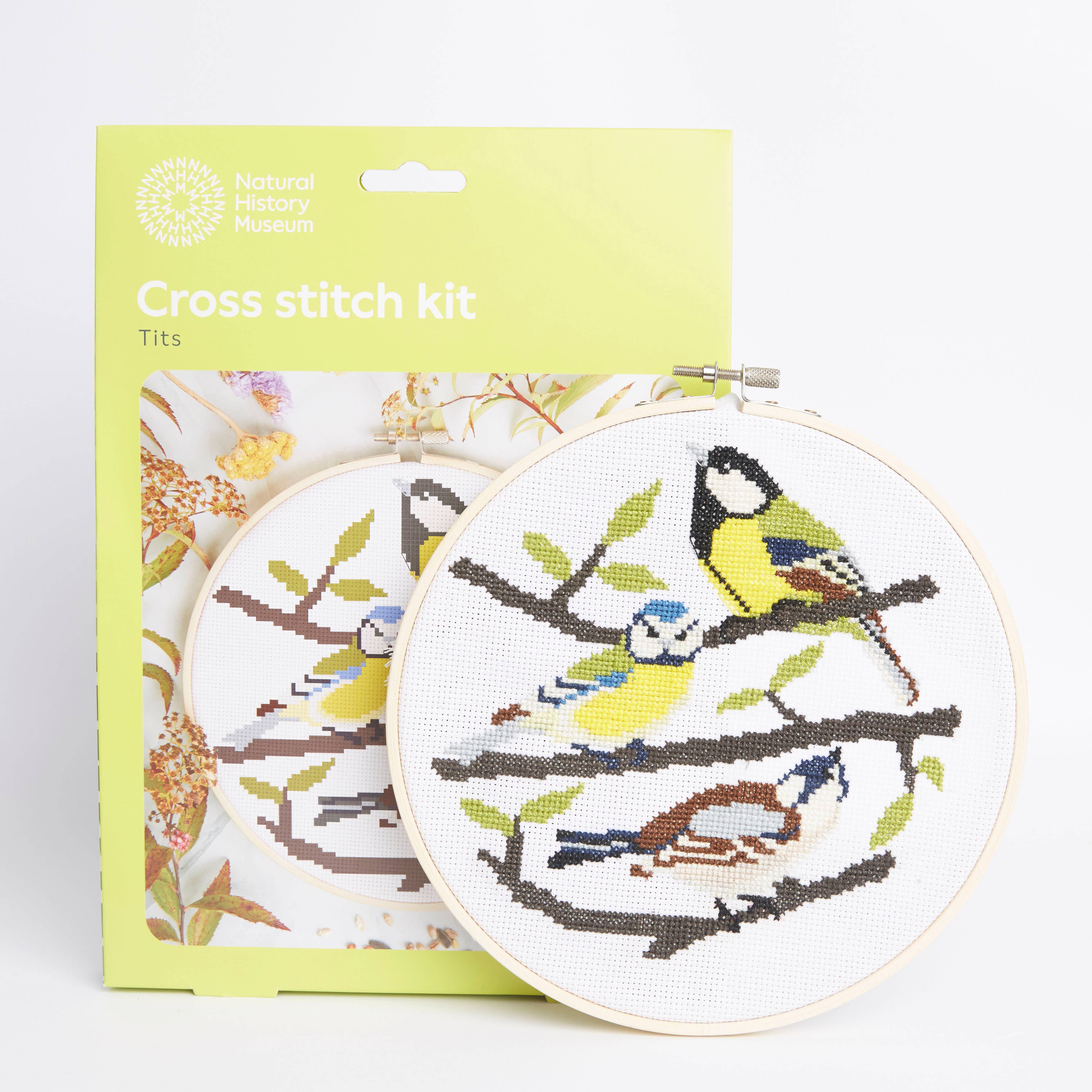 West Design Products - Wholesale Embroidery/Cross Stitch Supplies - Natural History Museum Cross Stitch Kit, Tits Design 14cm3