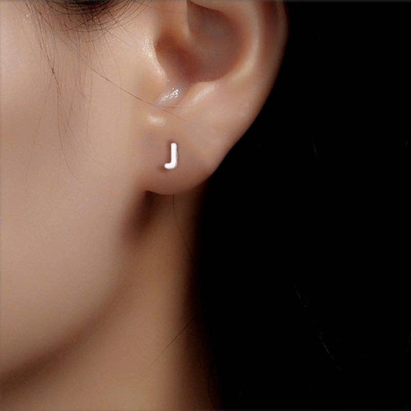 Perimade & Co. LLC - Wholesale Stud/Post Earrings - Dainty Initial Letter Stud Earrings in 925 Sterling Silver9