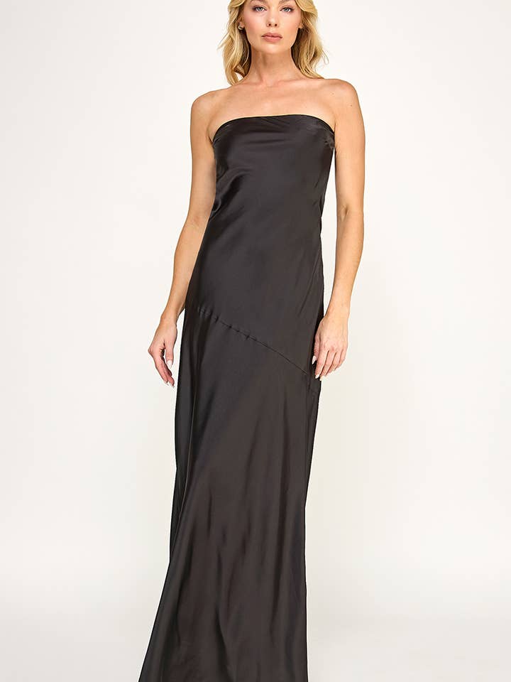 VID53059 - Trägerloses Satin-Rückenfreies Maxikleid für den Großhandel von The vintage shop