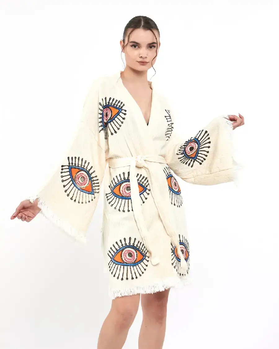 Umays Boho - Wholesale Kimono - Women's - Organic Cotton Kimono, Evil Eye Kimono, Soft Cotton Robe3