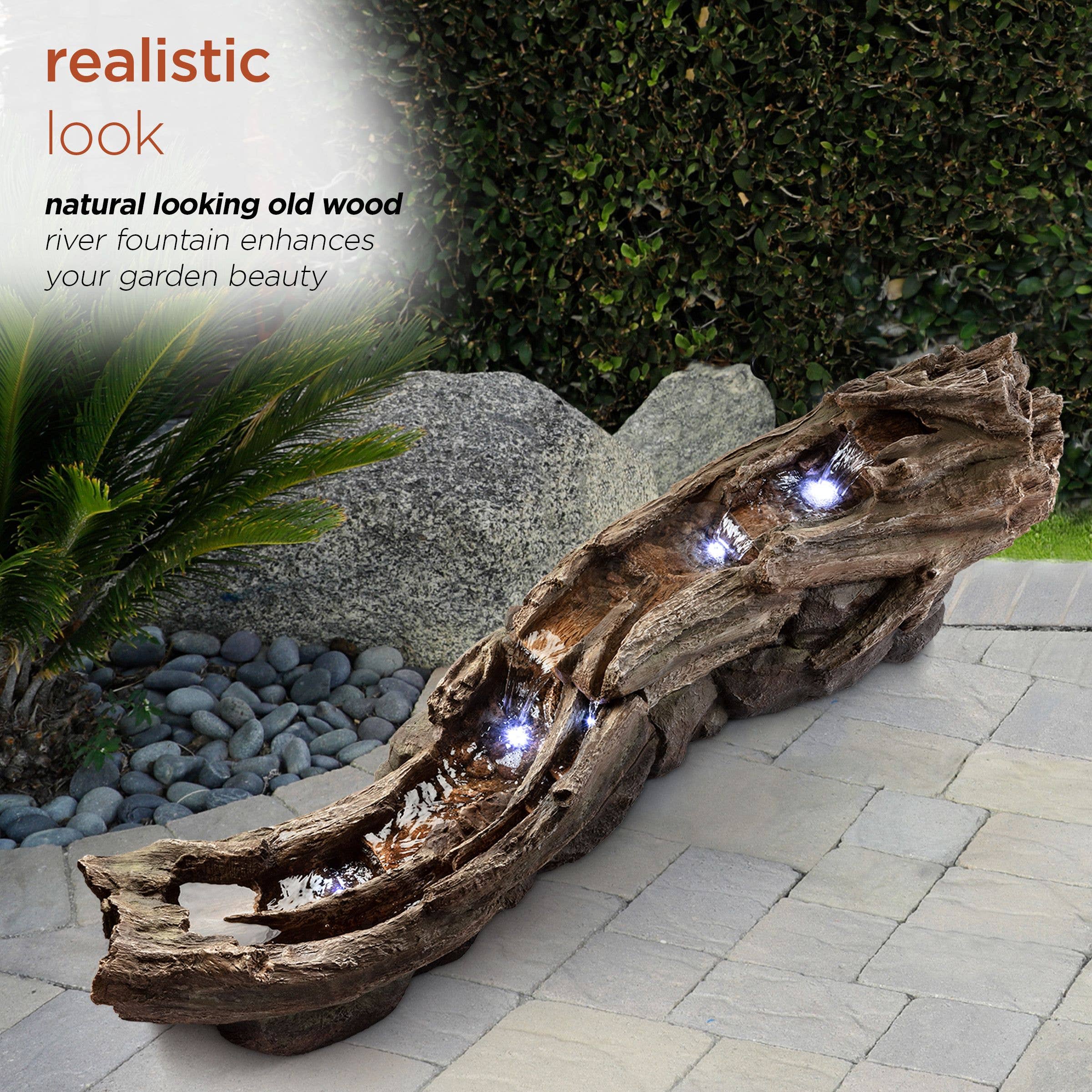 Alpine Corporation - Wholesale Outdoor Ornament/Decor - Alpine Corporation Tiered Wood River Stream Fountain with Wh3