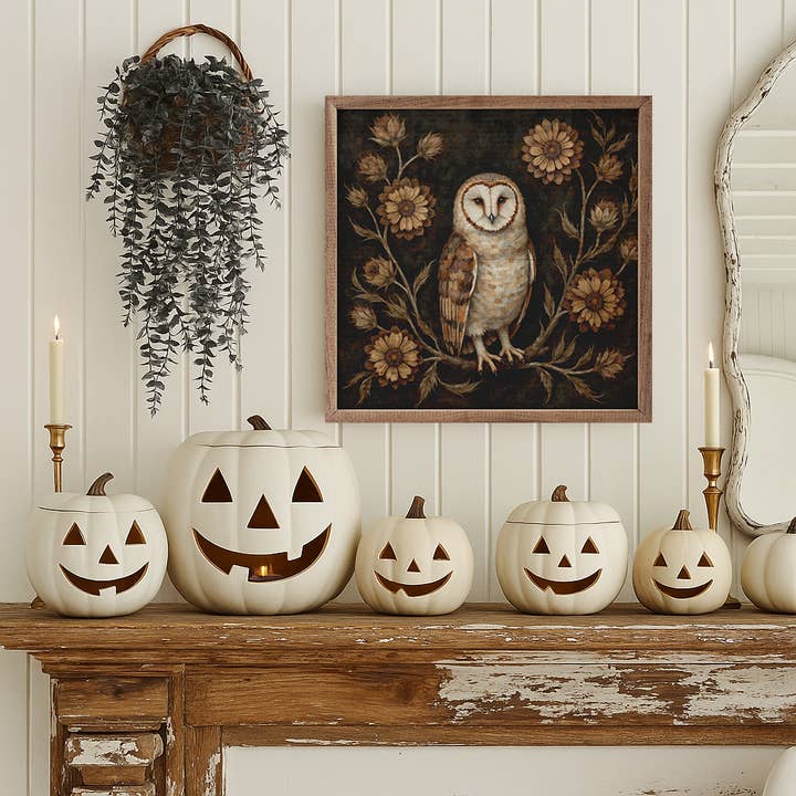 Kendrick Home - Wholesale Wood Wall Art - Floral Autumn Owl2