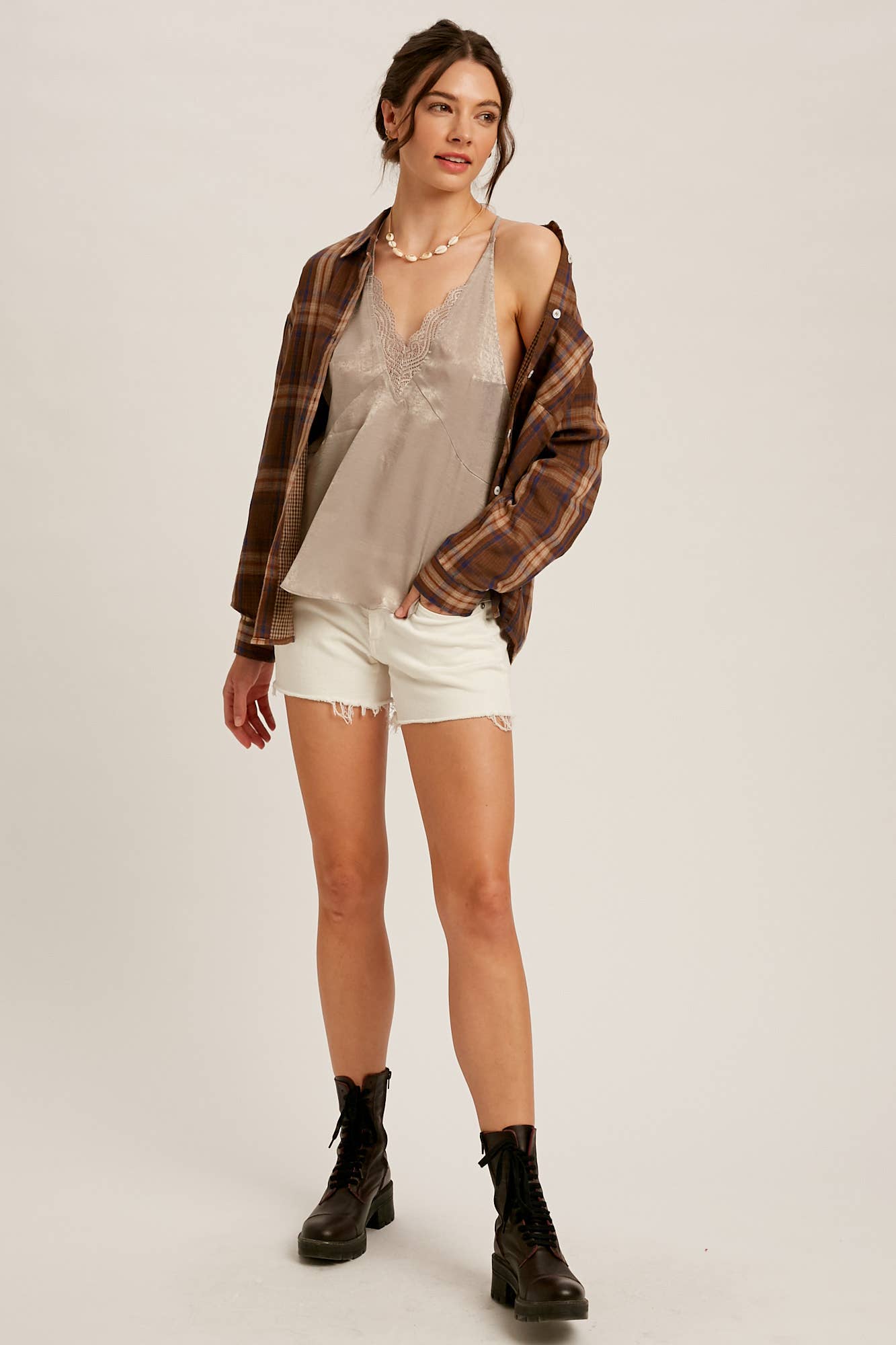 zilveren Satijnen Camisole met Kant LCM0026 voor groothandel op Faire10