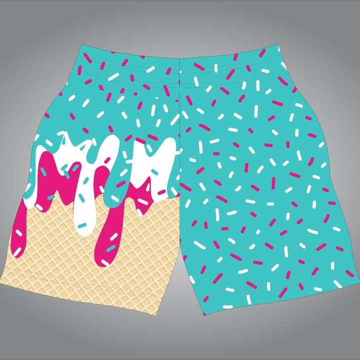 Pantalones cortos de helado goteando en color verde azulado, blanco y rosa. para venta al por mayor de Parish Culture