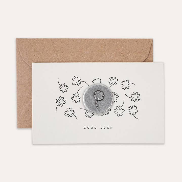 Kutuu - Wholesale Keepsake Coin/Token - Four Leaf Clover 'Good Luck' Pocket Token Card