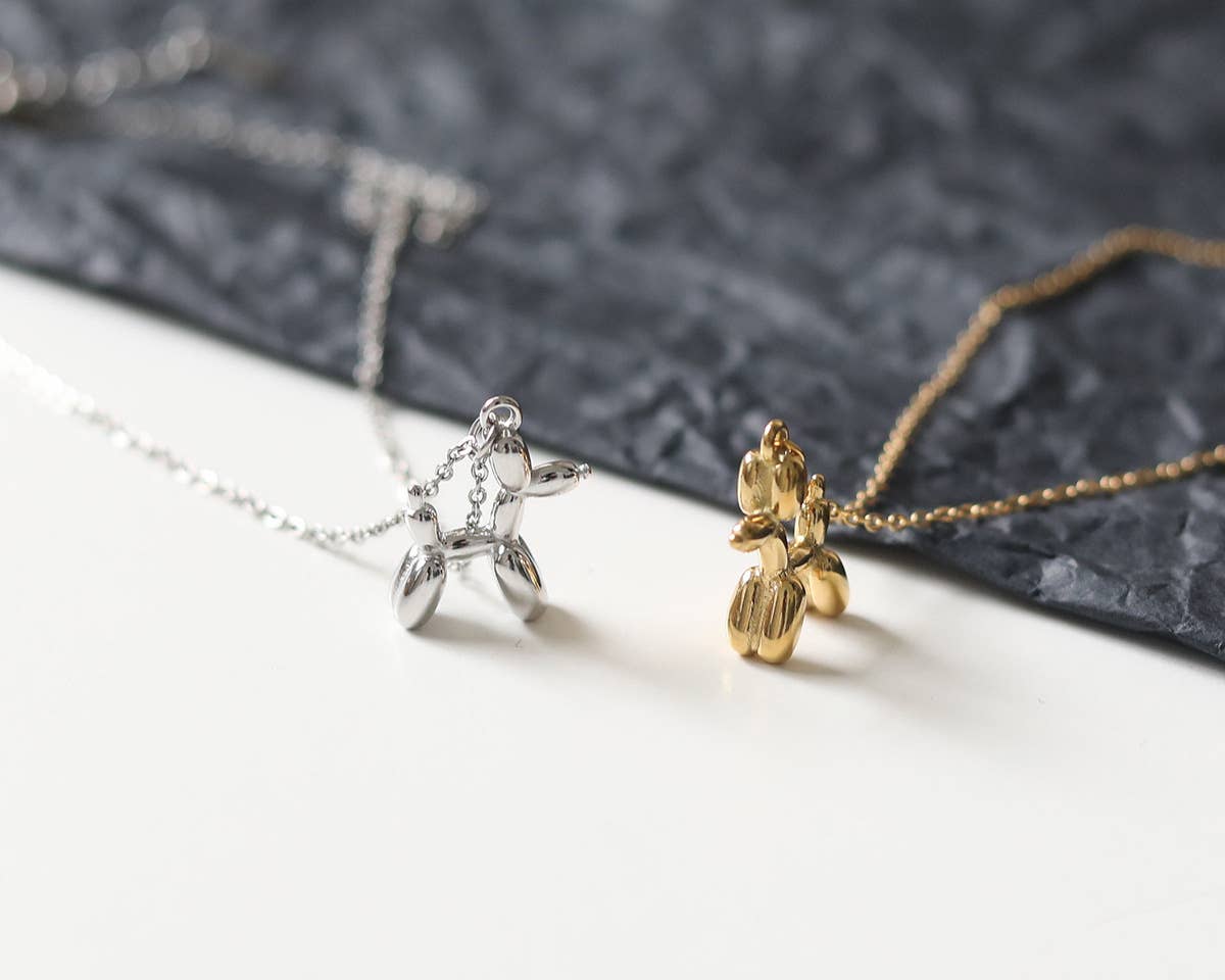 Melange Blanc - Wholesale Pendant/Charm Necklace - Camilie Balloon Puppy Dog Charm Necklace in gold & silver10