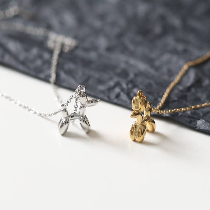 Melange Blanc - Wholesale Pendant/Charm Necklace - Camilie Balloon Puppy Dog Charm Necklace in gold & silver10