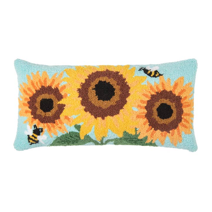 Sunflower Trio & Bees Throw Pillow for wholesale by C&F Home