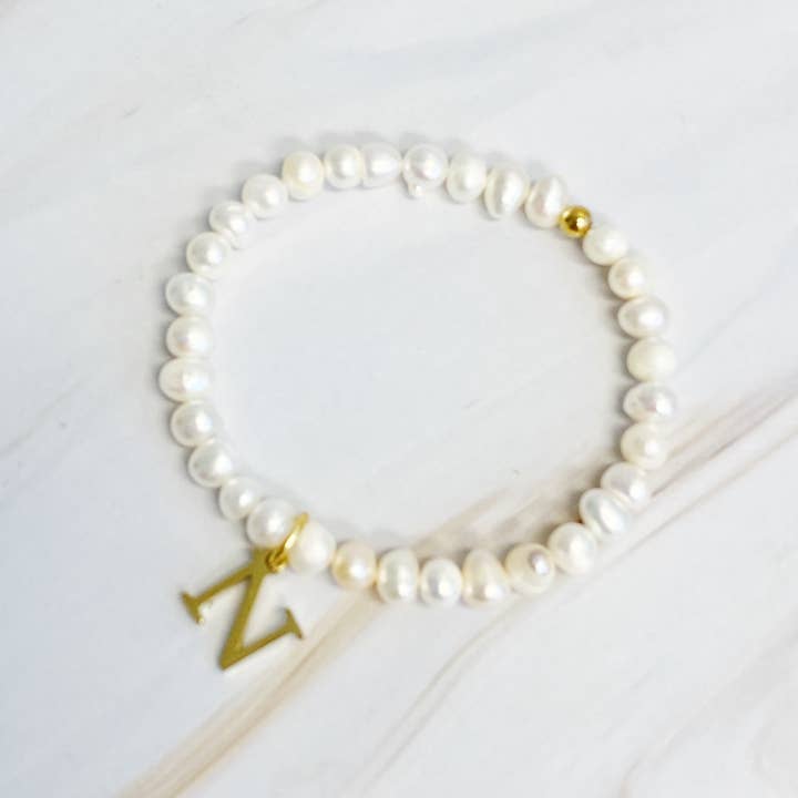 Ellison+Young - Wholesale Charm/Dangle Bracelet - Freshwater Pearl Initial Charm Bracelet8