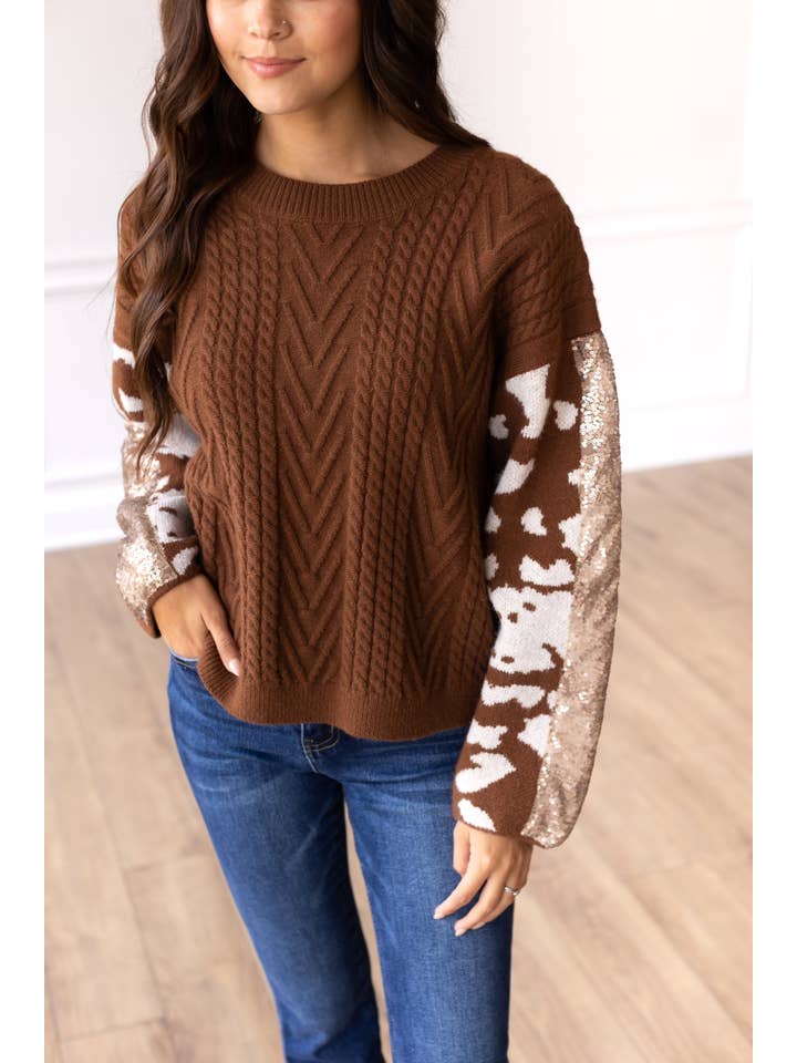 Brown Festive Fawn Sweater for wholesale on Faire2