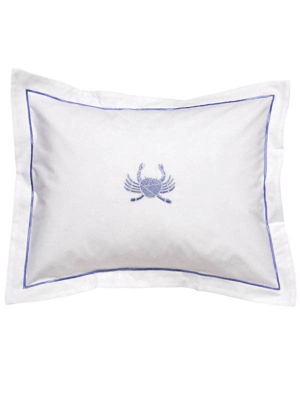 Boudoir Pillow Cover, Crab (Blue) for wholesale by Jacaranda Living
