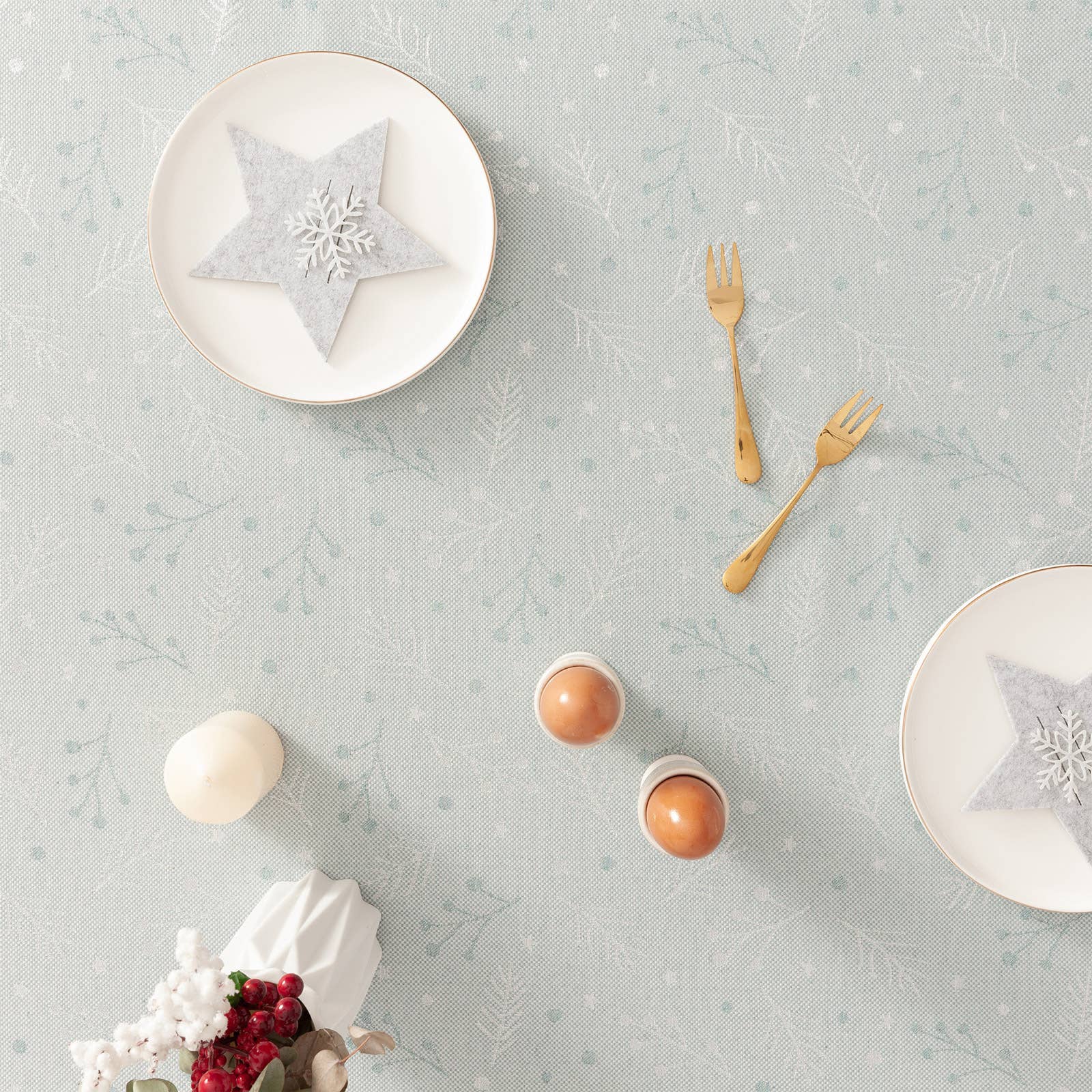 GAMUSI - Vente Nappes - Nappe de Noël en coton jacquard BERRIE2