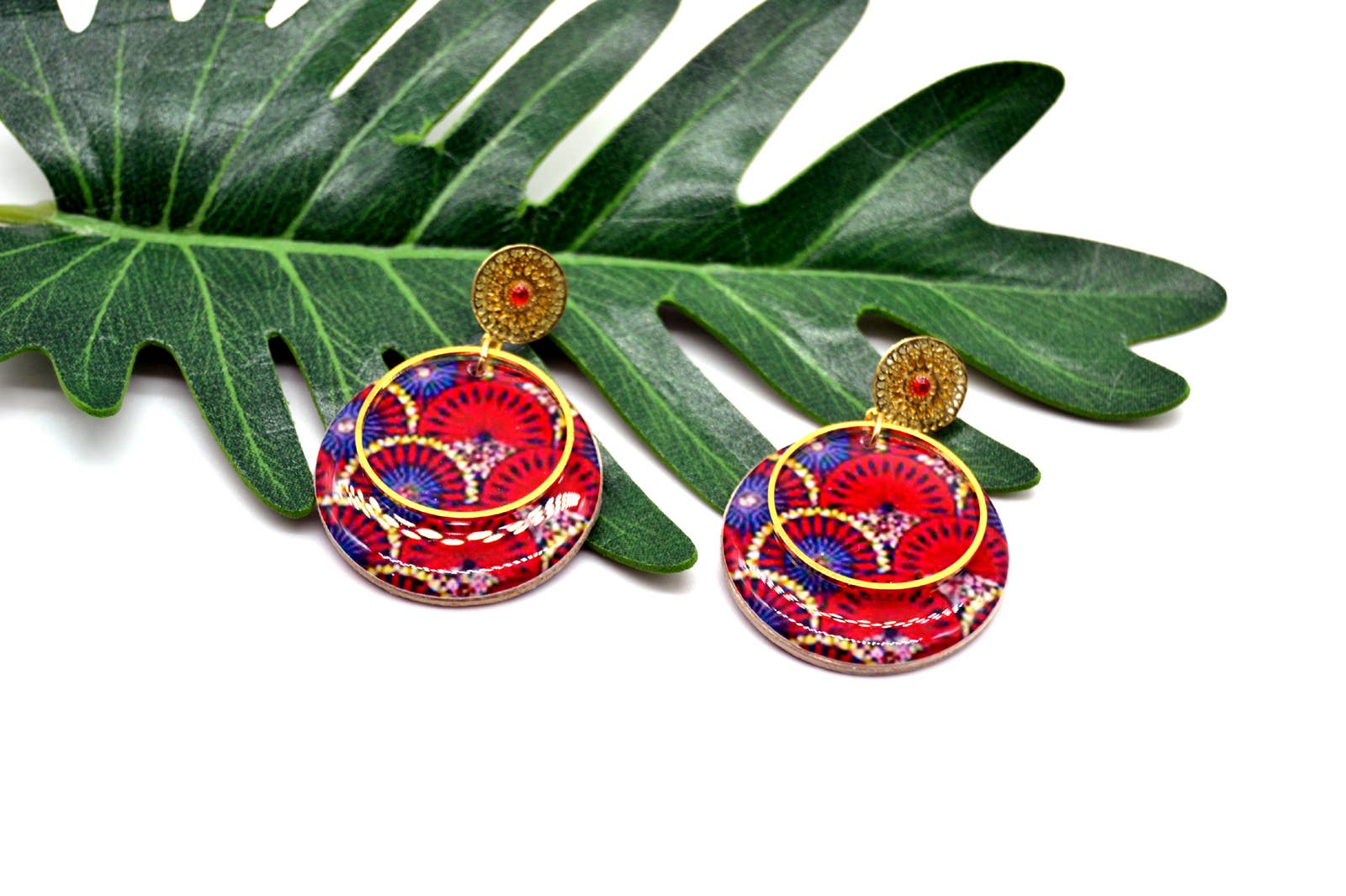 SUNKRIS - Wholesale Dangle Earrings - Japanese pattern wooden and resin paper earrings1