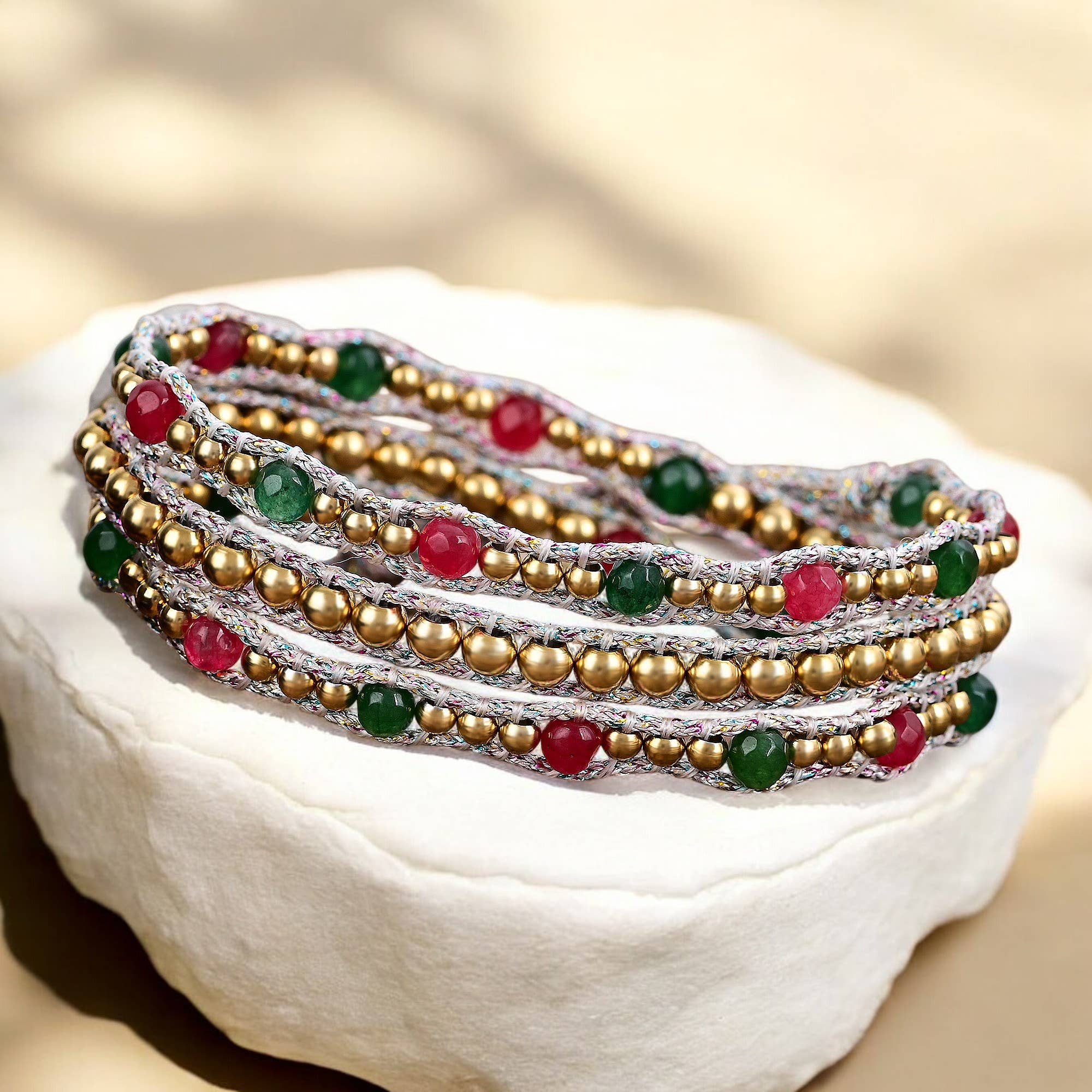 Cape Diablo - Wholesale Beaded Bracelet - Joyful Christmas Radiance Wrap Bracelet2