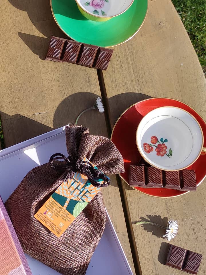 Caixa de chá e chocolate x2 - embalagem de luxo em tela de quadro por atacado de Les Moments Suspendus