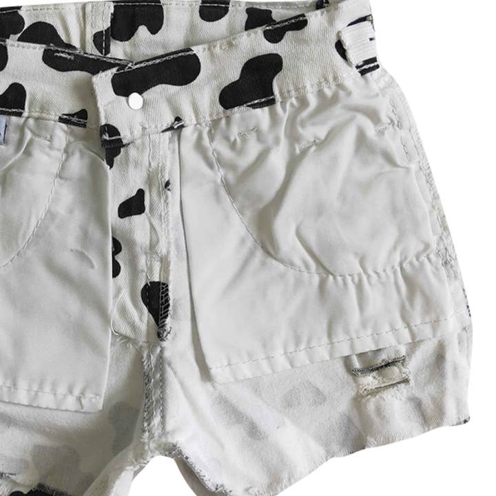 Aier Wholesale - Wholesale Shorts - Kids - Baby Girls cow print summer denim shorts11