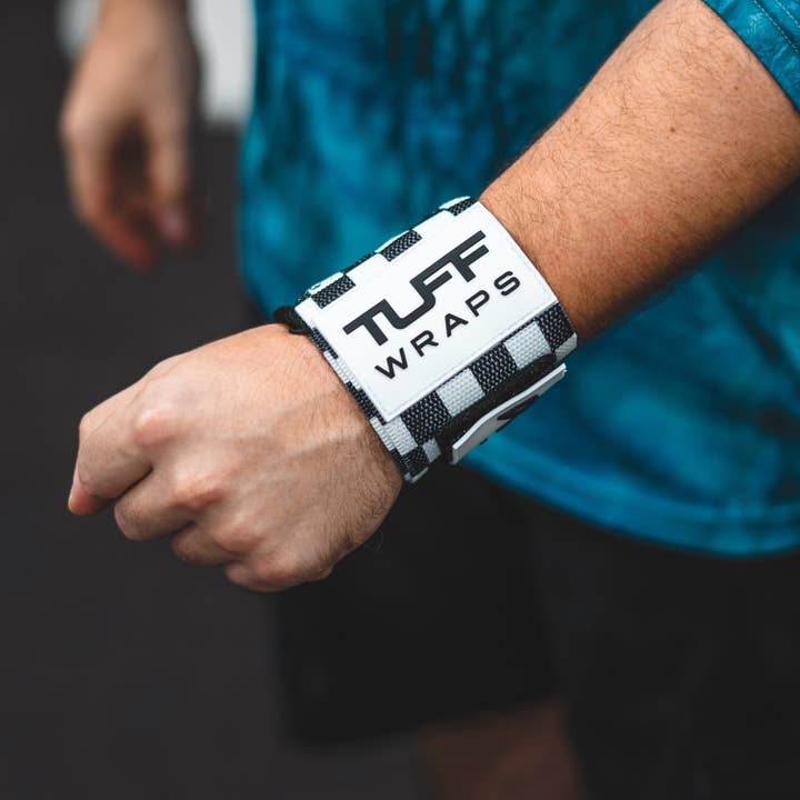 TuffWraps - Wholesale Fitness Equipment - 16" Villain Wrist Wraps - Checkerboard (Black/White)