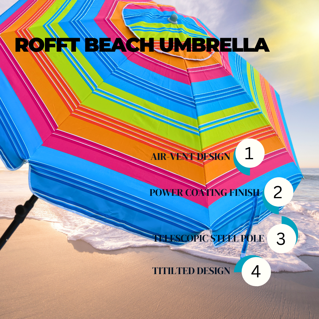 ROFFT USA LLC - Vendita all'ingrosso Ombrellone da spiaggia - Ombrellone da Spiaggia ROFFT 2 m in acciaio e alluminio resistente50