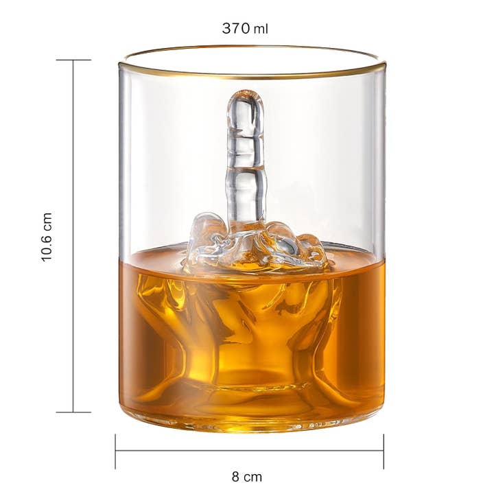 The Wine Savant / Khen Glassware - Wholesale Cocktail/Liquor Glass - Middle Finger Gifts Whiskey Glass | SINGLE | 12.5 OZ