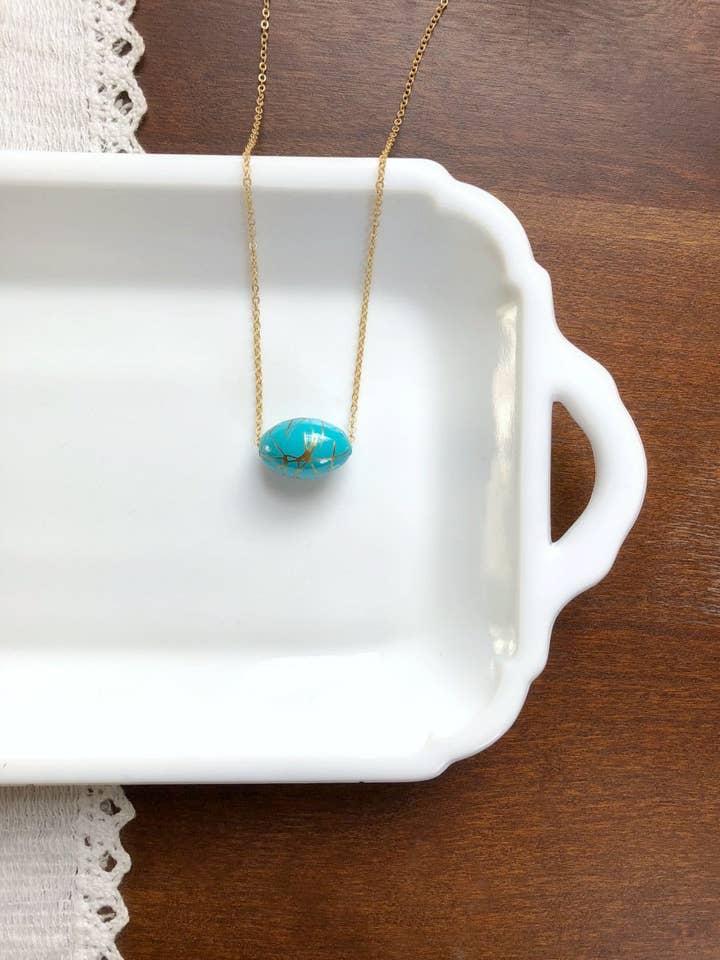 I AM WHOLE Turquoise Blue Minimalist Necklace for wholesale by Hamrick Avenue