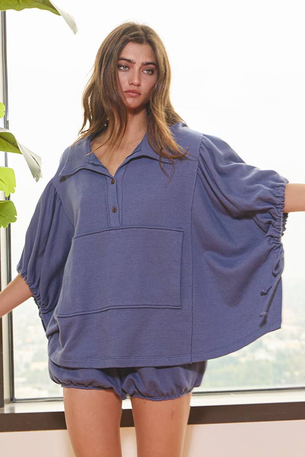 BUCKETLIST INC - Vente Tunique – femme - T2195 Haut uni surdimensionné à manches nouées et à lacets20