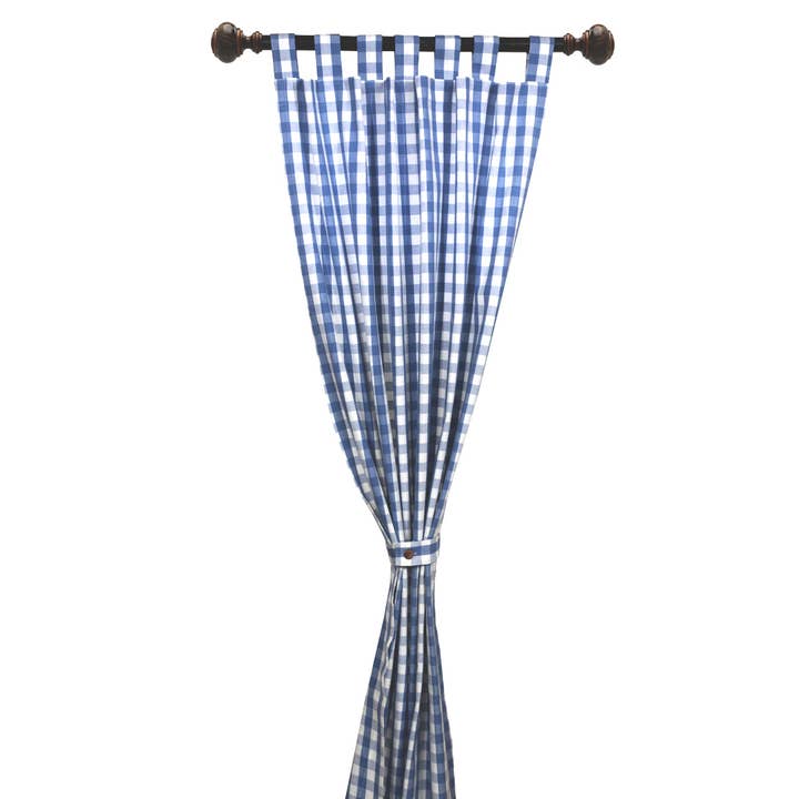 Rideau à languettes - Buffalo Blue Check pour la vente par Accent Linen