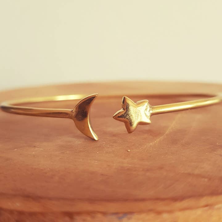Kaali Boutique - Wholesale Cuff Bracelet - Star & Sun Bracelet / Bangle / Brass / Galaxy / Ethnic / Rustic / Bohemian / Hippie / Gypsy / Psy / Chic / Jewellery / Body / Adjustable0