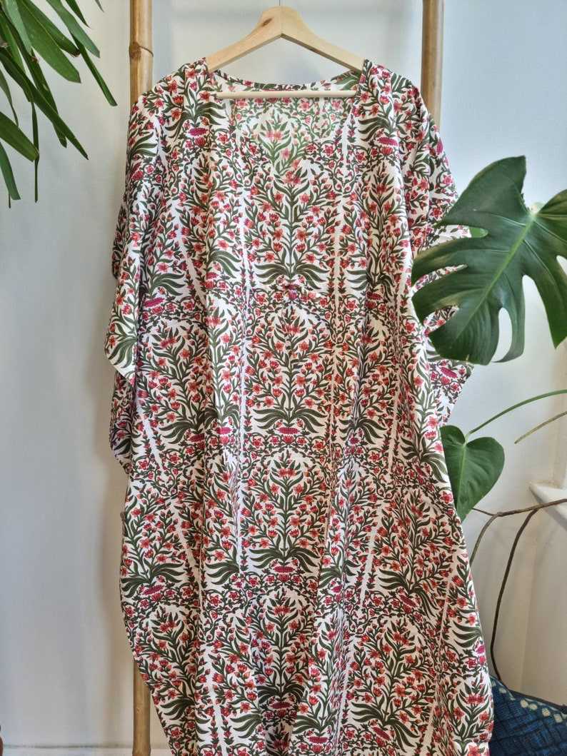 Essential Designs London – wholesale Kaftan – Women's – Pure Cotton Kaftan in White Green Pink0
