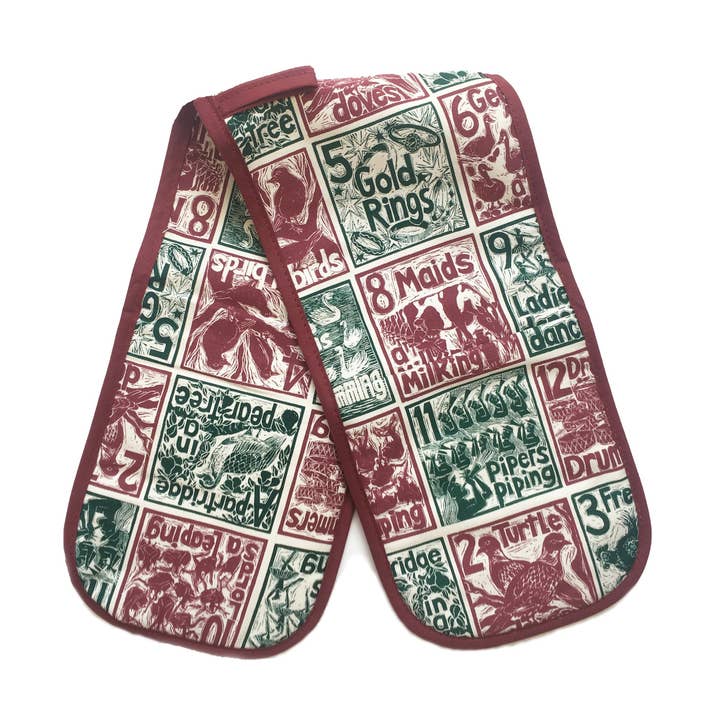 12 Days of Christmas Oven Gloves for wholesale by Kate Guy Prints